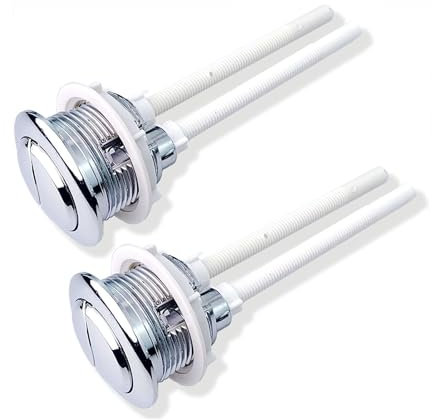 SHUBEIEUMI 2 Pièces Boutons Poussoirs de Toilette Double Chasse 38mm Standard Chrome Plaqué Argent WC Réservoir, Pour Réservoir d'eau, Chasse d'eau WC
