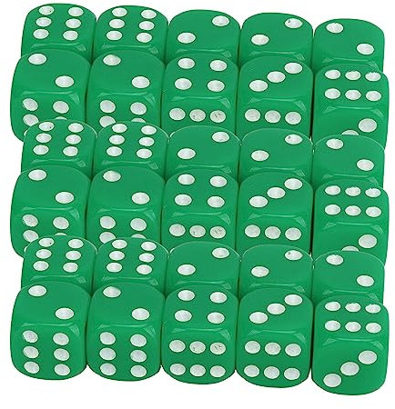Kit Dadi, 6 Facce 30 Pezzi Dadi con Angolo Tondo di Pregevole Fattura per Giochi da Tavolo (GREEN)