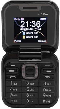 CCYLEZ Piccolo Telefono a Conchiglia, Display a Doppio Schermo, Suono Chiaro, con Memoria da 16 GB, Pulsanti Grandi e Numeri Grandi, Fotocamera HD per Anziani, Cellulare Tascabile (BLACK)