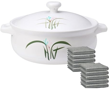 YLME Casseruola Casseruola in Ceramica Dipinta A Mano Fornelli A Gas Pentola di Terracotta Anti-Scottatura per Cucinare in Casa Zuppe E Stufati,6L