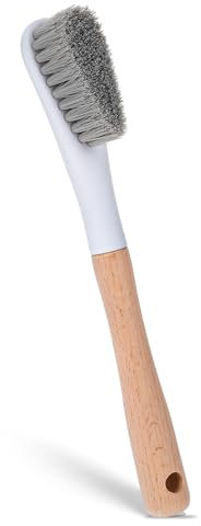 Tyqour Wood Laundry Brush, Protable Laundry Stain Brush, Laundry Scrub Brush with Long Handle and Soft Bristle for Cleaning Clothes Shoes