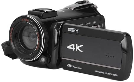 Caméra Vidéo 4K, Caméscope 28MP 60FPS, Zoom Intelligent 30X, Nocturne, écran Tactile 3,0 Pouces, Synchronisation WiFi, Double Microphone, Batterie 2000 MAh, pour