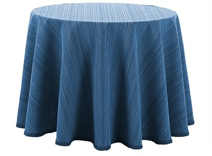 Donegal Collections Falda Mesa Camilla Redonda 70 cm Riby Azul - Tejido Primavera Verano - Faldillas Mesa Camilla con Altura para Mesa 75 cm - 50% Algodón 50% Poliester Fabricado en España