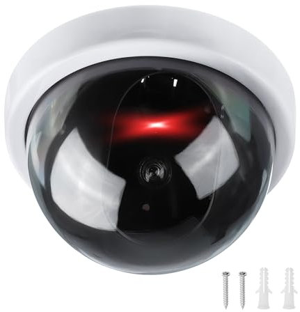 PATIKIL Fake Security Camera, Dummy Dome Cameras with Flashing Red LED Light & Screw for Indoor & Outdoor Home Business, White