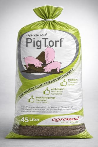 Quebag natürliche Wühlerde für Schweine, Ferkelwühltorf - biologisch reines Naturprodukt, hochwertiger Naturtorf, Wühlerde, Ferkeltorf - 45 Liter Sack