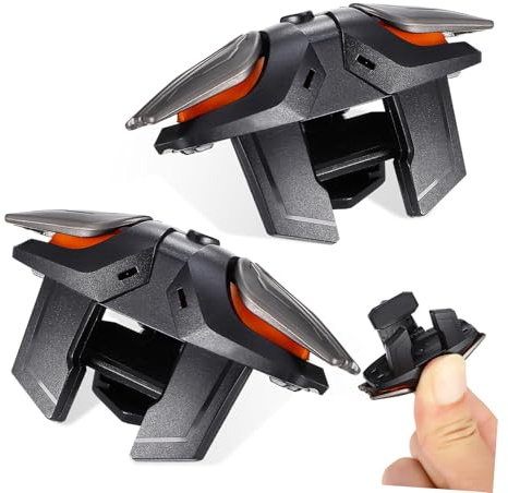Handy Gaming Auslöser Satz Schwarz aus ABS Kunststoff für Smartphones | Gaming Handschuhe, 1 Satz mit Ladekabel, Hoher Schutz vor Kratzern und Stabile Verbindung