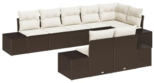 vidaXL Gartensofa-Set 8 STK. Braun und Creme Poly Rattan