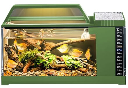Yulokdwi Kampffisch Aquarium | Fischbecken Mit LED-Beleuchtung & Wasserpumpe - Komplettset Mit Leiser Pumpe, Stilvolle Deko Für Schlafzimmer Wohnzimmer & Home-Office