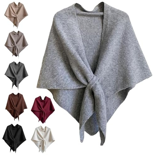 Biohofer Unifarbener Damenschal, Damen Schal Aus Wollmischung In Volltonfarbe, All-Match-Dreiecksschal Umhang Poncho-Pullover, für im Frühling und Sommer, 8 Farben Passend (Hellgrau,180*120cm)