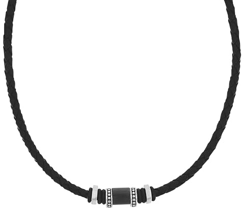 TOM TAILOR - Herren Halskette Edelstahl - Schwarz - Anhänger mit Metallelementen - TT-N0022