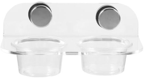 TOBBOMEY Distributeur Magnétique pour Reptiles et Lézards Bol d'eau Argenté en Acrylique Facile à Nettoyer pour Alimentation et Hydratation en Terrarium