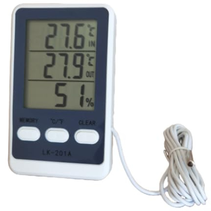 Buhdjfnke Weather Station LCD Display Digital Thermometer and Hygrometer Indoor/Outdoor Temperature Humidity Meter Sensor Probe