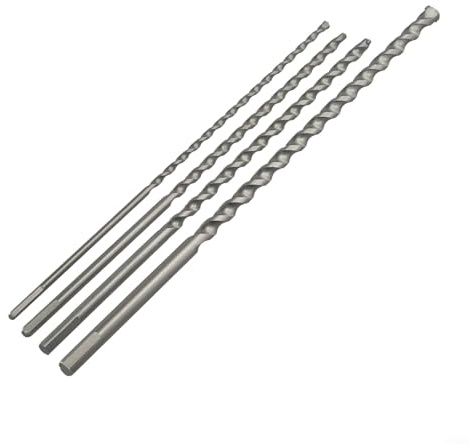 Long Masonry Concrete Drill Bits Set 4pcs 300-350mm Triangle Shank 6-12mm Alloy Carbide Tip for Limestone Natural Stone Artificial Stone Drilling