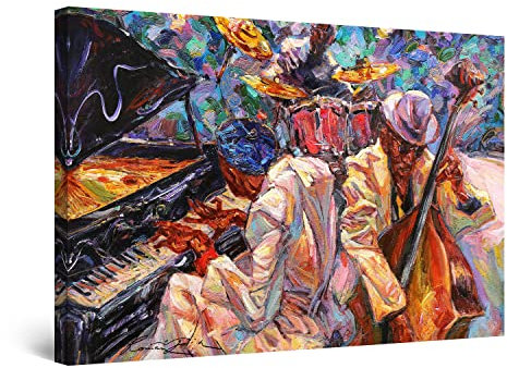 Startonight Quadro su Tela Pittura Arancia Musica JAZZ - Quadri Moderni Astratti - Stampe Camere da Letto Stampe Incorniciate 60x90 cm, Decorazione Parete, Idea Regalo Elegante Luminoso al Buio