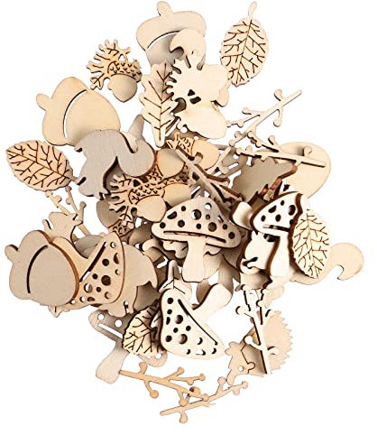 TOYANDONA 100pcs Holz Wald Tiere Formen Pflanzen Scheiben Holzstücke scheiben Verzierung Streudeko für Basteln DIY Handwerk Bemalen Färben