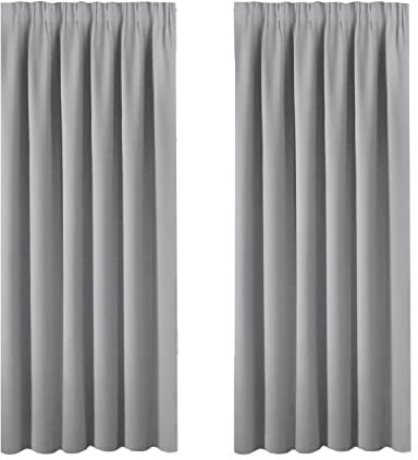 BellaHills Insulated Thermal Blackout 72-Inch Drop Grey Curtain Panels Pair - Pencil Pleat Window Drapes for Bedroom/Living Room (Set of 2, Dove Grey)