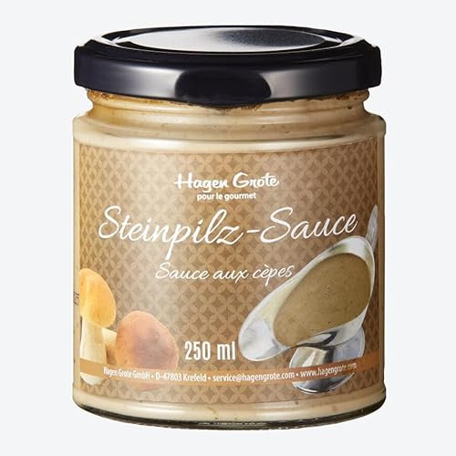 Hagen Grote Premium Steinpilz Sauce, 250 ml Glas, handwerklich hergestellt, rein natürliche Zutaten