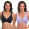 Curve Muse Women's Plus Size Unlined Underwire Lace Bra with Cushion Straps-2PK-Black,Mauve-36D (EU:80D)