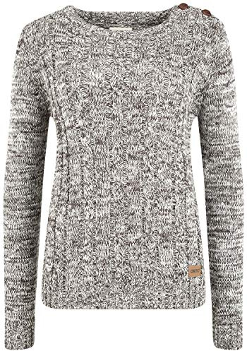 OXMO OXPhia Damen Strickpullover Grobstrick Pullover mit Rundhals-Ausschnitt 100% Baumwolle Regular fit, Größe:2XL, Farbe:Coffee BEA (795973)