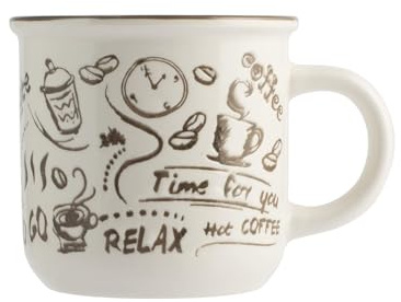 H&H Pausa Caffè Set 4 Tazze Jumbo, New Bone China, 450cc