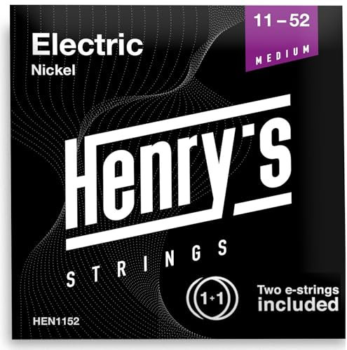 HENRYS® Gitarrensaiten E-Gitarre - E-Gitarren-Saiten Mit Vernickelter Außenseite & Edelstahlkern - Extra E1-Saite - Medium Saiten für E Gitarre 11-52 - Electric Guitar Strings