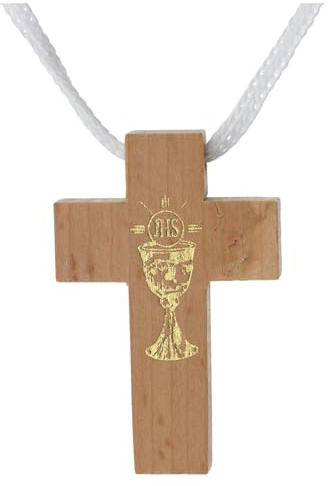Holyart Abiti Prima Comunione: Croce Prima Comunione Legno Calice, Semplice