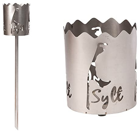 Novaliv Torcia da giardino per esterni, motivo Sylt, lampada da giardino, trucioli di legno con cera, torcia svedese, colonna di fuoco, fiaccole di cera