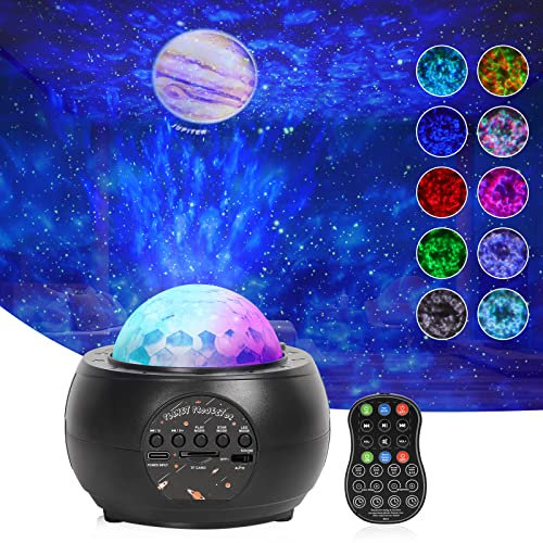 jely Proyector Estrellas Techo Adultos LED Planetario Proyector Galaxia con 10 Planetas Star Projector Bluetooth Control Remoto Temporizador Lámpara Proyector de Luz Estrellas para Fiesta, Navidad