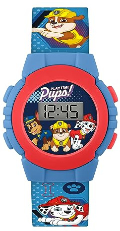 Paw Patrol Montre Quartz Numérique Garçon Bracelet Plastique PAW4555 AMZ, Bleu, Sangle