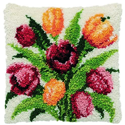 ROCKY&CHAO Tapis noué à faire soi-même avec coussin - 43 x 43 cm - Housse de coussin - Pour adultes et enfants - Accessoire de maison (robot
