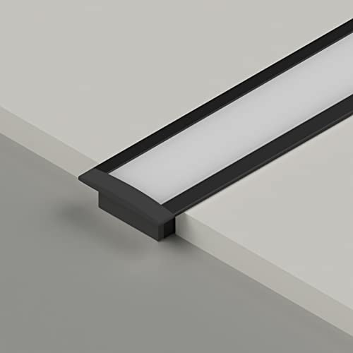 LEDBRITE 2M / 6.6FT LED Recessed Aluminium Profile ALP2515-BLK LED Aluminium Extrusion with Channel Diffuser with End Caps Recessed Black (Pack of 5)