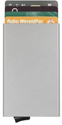 ProWallet Kartenetui Aluminium Secure - Slim Wallet 6 Karten - Minimalist - RFID Schutz - Portemonnaie - Kreditkartenetui - Damen Herren - Geschenkbox (Silber)