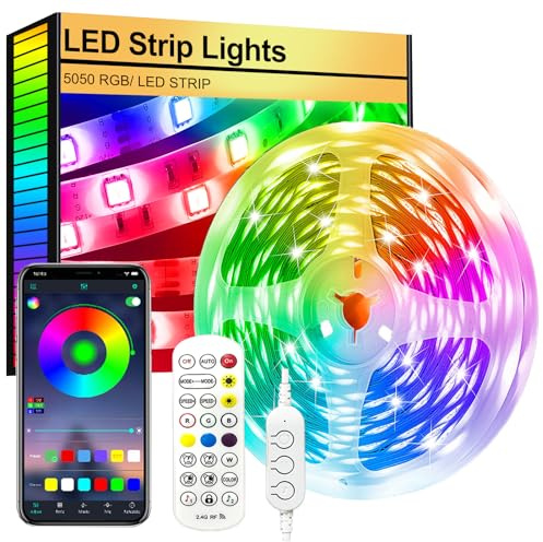 FUPT Led Strip Lights,5m Light Strips Flexible 5050 RGB Colour Led Lights for Bedroom,TV Music Sync Color Changing Lights for Room Party