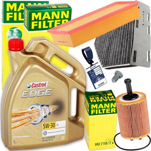 Inspektionspaket + 5L 5W-30 Öl für Golf 6 Passat 3C A3 1.9/2.0 TDI