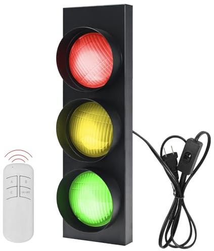 KZU Traffic Light Lamp Decoration On Wall, LED Lights Lamp Decor with Remote Control Wall Lamp for Living Room Bedroom Bar Club Gaming Room, Room Wall Decor