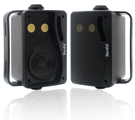 Herdio 3,5 Pollice Altoparlanti da esterno 200Watt Diffusori da Esterno Casse per Esterno Per Esterno,All-Weather Durability, per Patio Marine Boat Garage Indoor (Coppia，Nero)