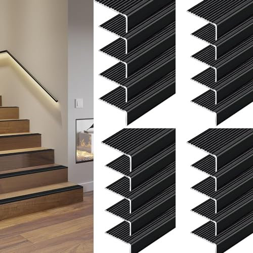 Anti-Rutsch-Treppenkante 5/10/20er-Pack Treppenstufen-Kantenschutz aus Aluminium, schwarze rutschfeste Treppenkanten-Treppenkante für Innen- und Außentreppen, dekorativer, zuschneidbarer Treppenkanten