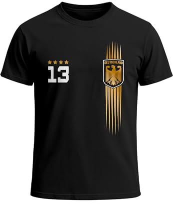MoonWorks® Herren T-Shirt Deutschland Trikot Fußball WM 2026 Fanshirt Deutschlandshirt Adler Fussball Schwarz L