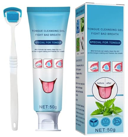 Gel Nettoyant Pour Langue Avec Brosse À Langue, Grattoir À Langue, Traitement Du Muguet Buccal Pour La Bouche, Kit De Nettoyage Pour Langue, Gel Nettoyant Pour Langue À La Menthe Fraîche
