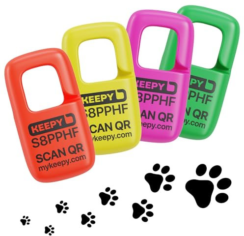 Personalisierte Erkennungsmarke mit QR-Code für Haustiere – wichtige Kontaktinformationen – lebendige und langlebige Hunde- und Katzenmarken – Set mit 4 lebhaften ID-Tags