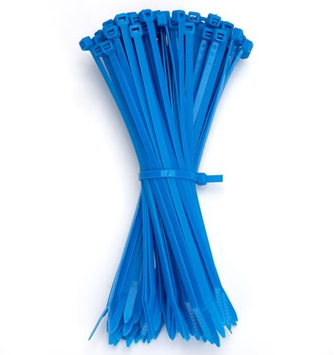 GUNGY Kabelbinder Blau 200 x 4,8mm Kabelbinder UV Beständig Hitzebeständig Zugfestigkeit 22KG für Kabelmanagement Gartenarbeit Werkstätten 100 Stück