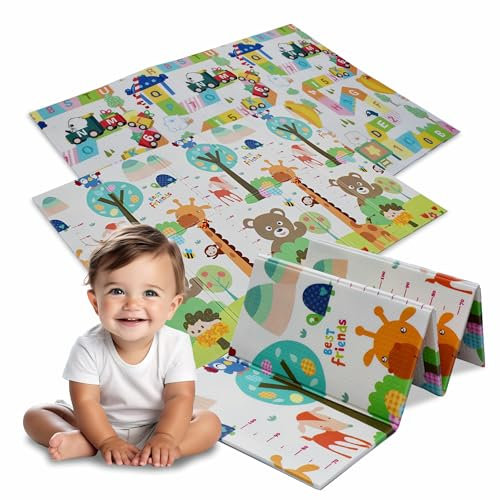 MEDAS PRO - Beidseitig Baby Spielmatte - Matte zum Krabbeln - Krabelmatte ab 1 Jahr - Kindermatte für Laufstall - Dicke Krabbeldecke - Abwaschbar Outdoor/Indoor Fallschutzmatte 180x200