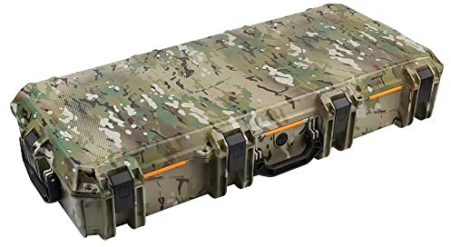 ANSNOW Taktischer Gewehrkoffer, Schützender Gewehrkoffer Mit Rollen, Hartschalentasche Mit Schaumstoff, Wasserdicht, Bruchsicher, Druckventil Mit Verschließbaren Beschlägen, Camouflage/B