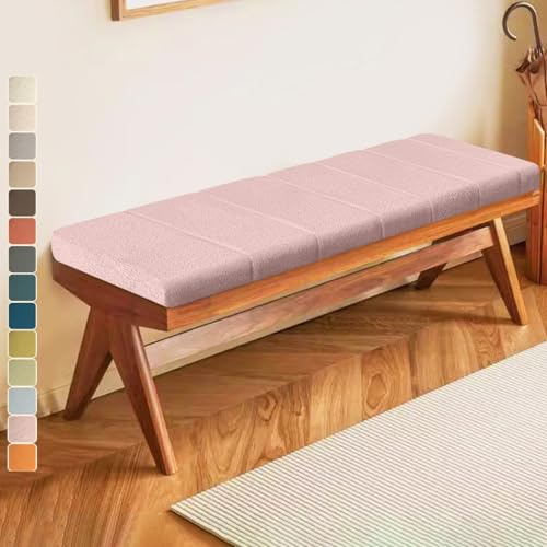 Lsjoaw Bankauflage 90 X 40 X 6CM Sitzkissen Bankpolster Wasserdicht Schmutzabweisend und Kratzfest Sitzkissen für Fensterbank Esstisch Gartenbank Schaukel Terrasse Bank Drinnen Sitz Rosa