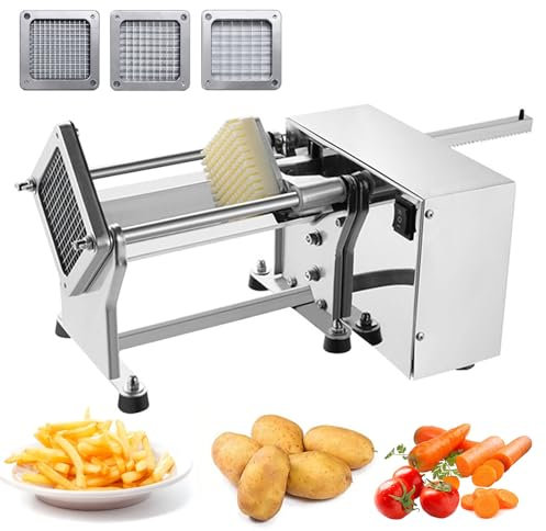 Coupe-Frites Professionnel À 3 Lames, Machine Électrique De Découpe De Bandes, Coupe-Frites En Acier Inoxydable 200-300 Kg/H Pour Pommes De Terre, Patates Douces, Carottes