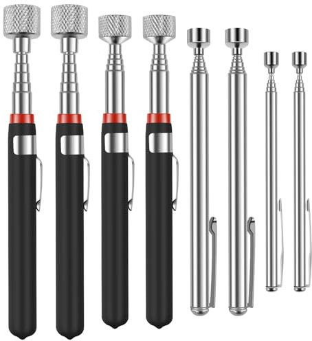 Set di 4 barre magnetiche allungabili extra forti in acciaio inox che possono trasportare 1,5 lb 3 lb 10 lb 15 lb set di aste magnetiche telescopiche per viti, aghi, parti metalliche (8 pezzi)