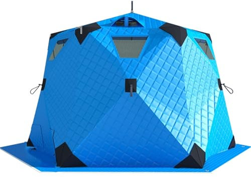 SULQING Isolierte Eisangelzelte – 4-seitiger Eisangel-Unterstand, Eishaus Für 2–10 Personen, Tragbare Pop-up-Eishütte Mit Herd, Verdickte Winter-Angelhütte