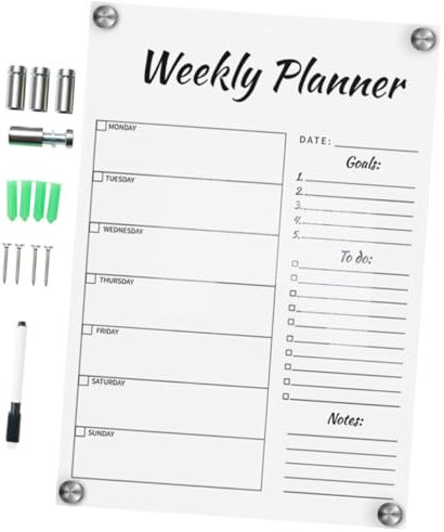 STOBOK Weekly Plan Writing Board Whiteboard for Wall Dry Erase Marker Memo Board Acrylic Erasable Notepad