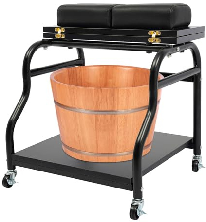 Bath fot specialverktygsvagn, 2 nivåer bärbar kosmetolog vagn med 4 universella hjul, vagn för fotbad, pedikyr, salongstillbehör, 40 x 40 cm, upp till 18 kg