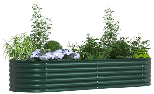 vidaXL Cama elevada Verde 240 x 80 x 44 cm Acero | Acero galvanizado resistente que dura años, aspecto elegante y funcional, hecho solo para jardinería al aire libre